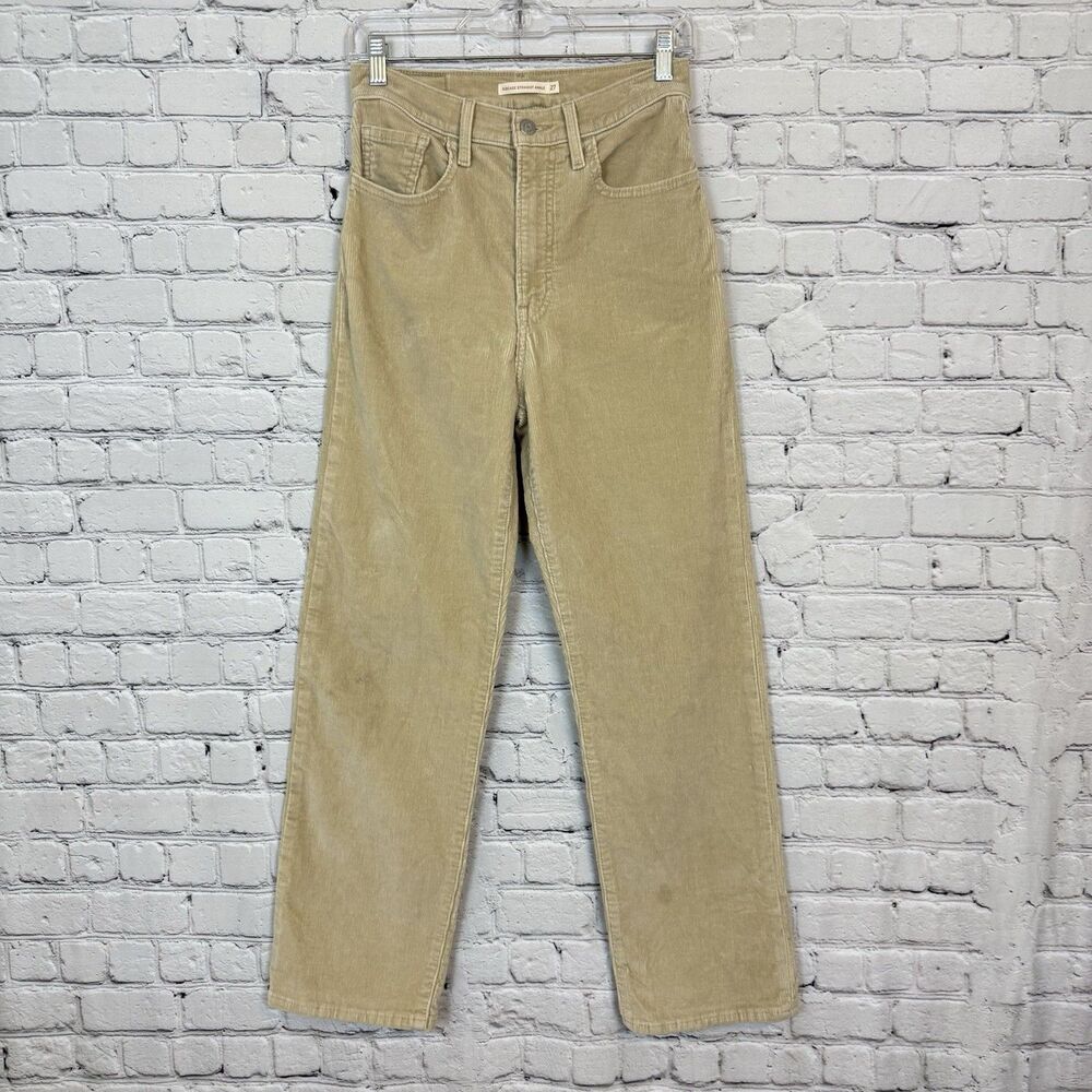 Levi's Ribcage Straight Ankle Corduroy Pants Women Size 27 Tan Granola Girl